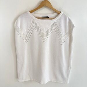 HATCH Maternity Pointelle Cotton Knit Sleeveless‎ Sweater Vest White Coastal 1 S